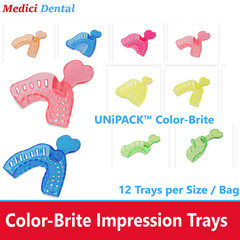 Dental Impression Trays Perforated Plastic Autoclave UNiPACK Color, 12 Per Bag
