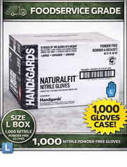 Naturalfit Nitrile Gloves, Black, Powder-Free Heavy Duty Foodservice Grade L