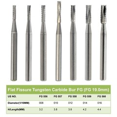 Dental Carbide Burs 19mm FG Straight Fissure Bur for High Speed