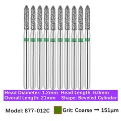 10pc Dental FG Diamond Burs Bevel Cylinder & Gingival Curetage Polishing Burs