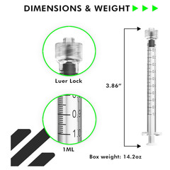 Syringes without Needle 1ml Luer Lock Sterile Syringe (No Needle) Box of 100