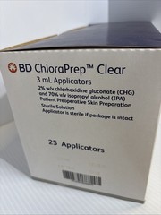 Lot Of 4 Box of 25 BD 930400 Chloraprep Clear 3ml Applicators, EXP 2027-2028