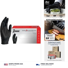 1st Choice Nitrile Gloves Disposable Latex-Free, Black, 5 Mil for Cooking, Cl…