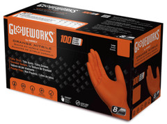 GLOVEWORKS HD Orange Nitrile Disposable Gloves 8 Mil Raised Diamond Texture