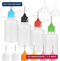 4Pcs Precision Tip Applicator Bottle with 2 Funnel Multicolor Lids, 30ML/1 OZ Ne