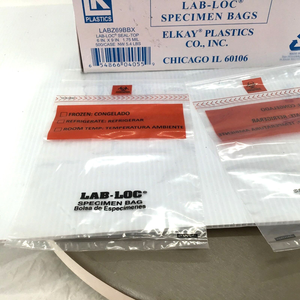 Elkay Plastics resealale Bags, 6″ x 9″. 1.75 Mils, 500 in Box, Lab Loc reopen