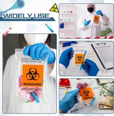 Teenyyou 500 Pcs Orange Biohazard Specimen Bags 6″ x 9″ Laboratory Sample Bag wi