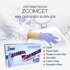 1st Choice 3 Mil Indigo Blue Nitrile Disposable Exam Gloves Medium,