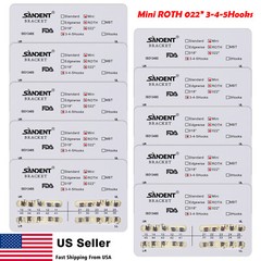 10 Packs Dental Orthodontic Braces Brackets Mini Roth 022″Slot w/ 3 4 5 Hooks