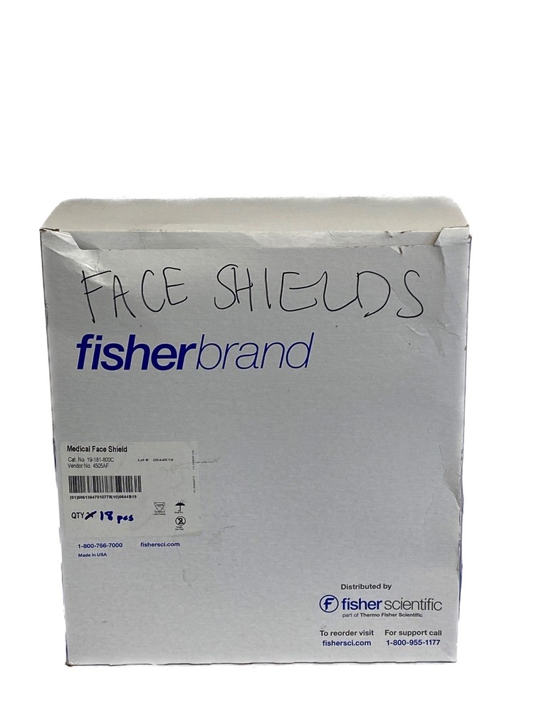 (18) FISHERBRAND Disposable Face Shields 7.5” Length Class 2 19-181-800C