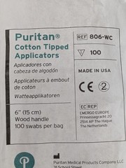 Puritan 806-WC Cotton Tipped Applicators 6″ Wood Handle 800ct 8 Bags x 100 USA