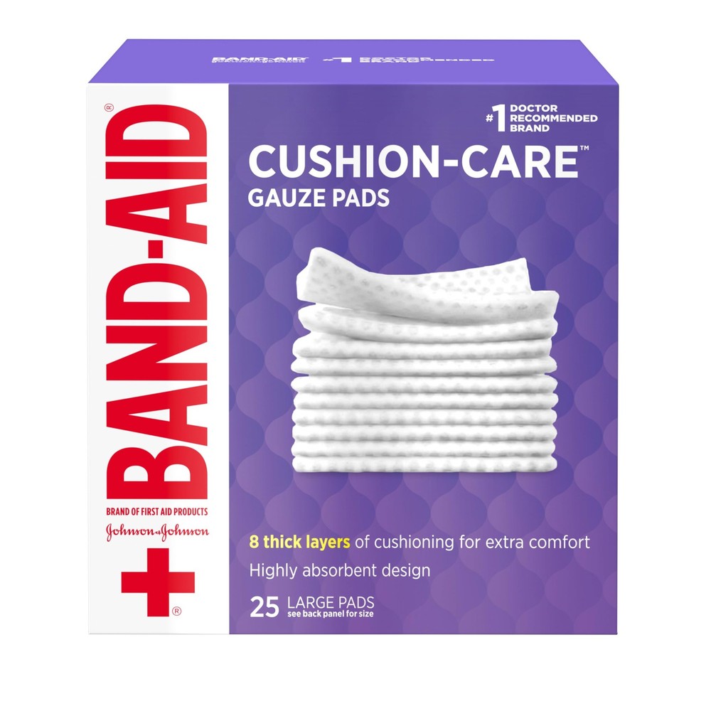 BAND-AID Brand Absorbent Cushion Care Sterile Square 4×4 Inch (Pack of 25)