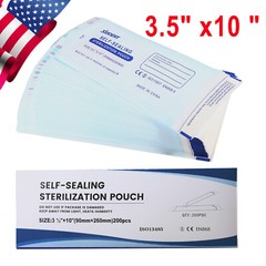 Self-Sealing Sterilization Pouch Bag, 3.5″ x 10″, Paper/Blue Film (Box of 200pc)
