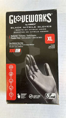 AMMEX Glove Works Nitrile Gloves, Black – XL (100 Pack).