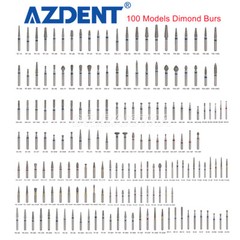 100 Models AZDENT Dental Diamond FG Burs for High Speed Handpiece Friction Grip