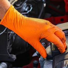 8Mil Heavy Duty Orange Nitrile Gloves Diamond Grip Industrial Mechanic Work Use
