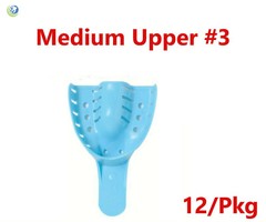 Dental Impression Trays Perforated Plastic Disposable Ped/S/M/L Upper/Lower 12PC