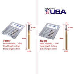 Dental Carbide Burs High Speed FG 1957 1958 Crown Metal Cutter 19mm