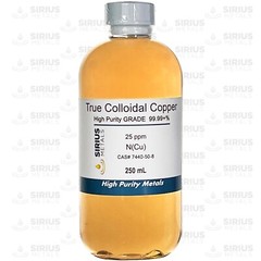 True Colloidal Copper 25 ppm 250 mL in a glass bottle