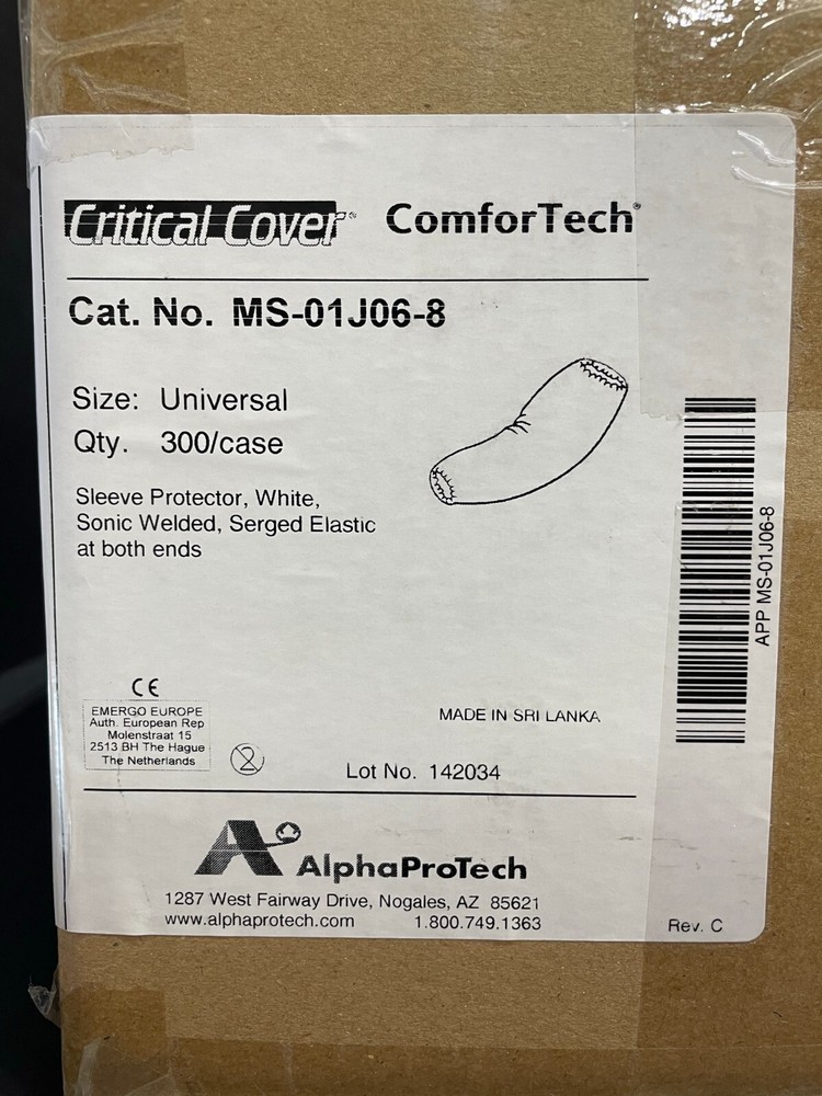 Alpha ProTech Sleeve Cover Chemical Resistant Universal Size White 300 Covers