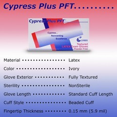 Cypress Plus PFT Latex Exam Glove Standard Cuff Length MEDIUM 100 per Box