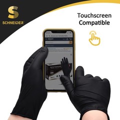 Schneider Nitrile Exam Gloves, Black, Medium, Box of 100, 5 Mil Thick Dispos…