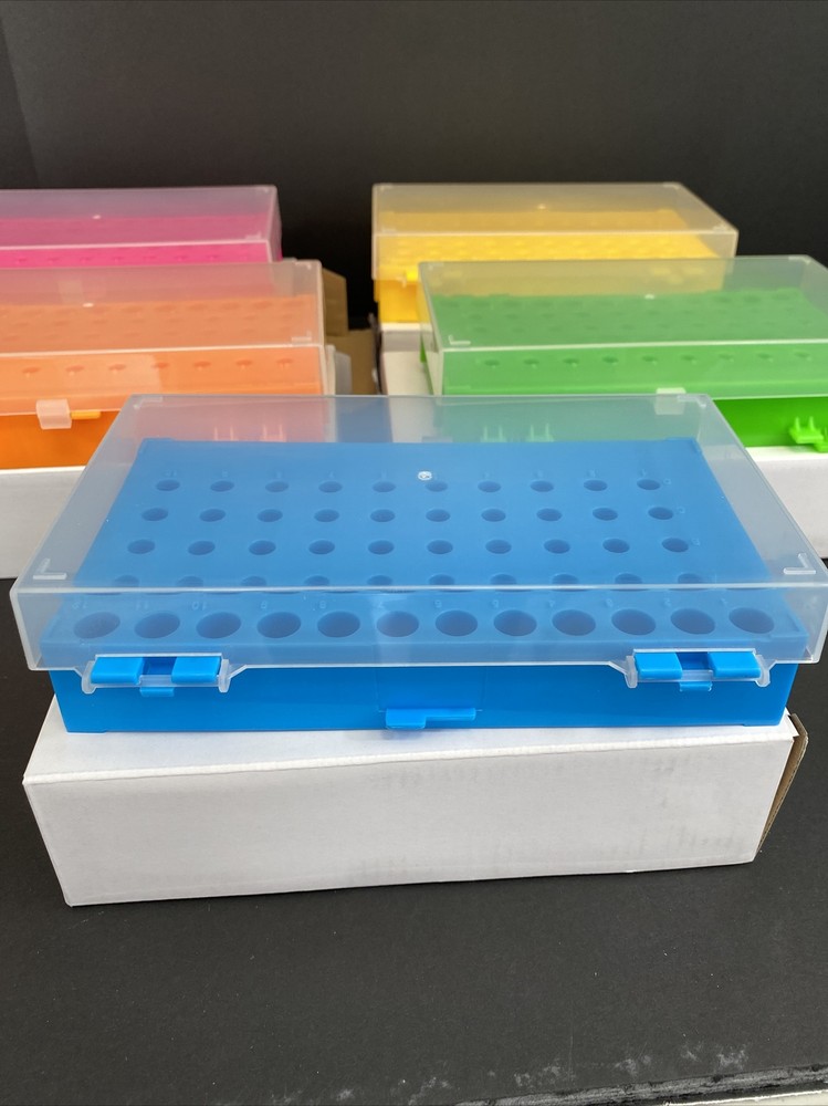 VWR Tube Rack with Lid Reversible Holds 0.2 – 1.5 ml Tubes Asst Colors 10 Racks