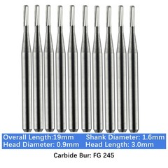 10-100pcs FG245 Dental Carbide Burs High Speed Pear Friction Grip Drill Bits