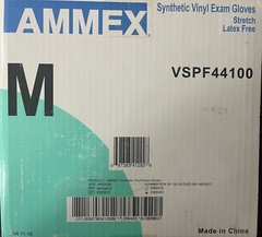 Ammex Vinyl Exam Gloves Medium VSPF44100 1 Case 1,000 Gloves