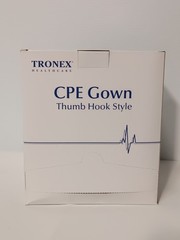 Box of 75: Tronex Healthcare 6033C35 Thumb Hook Style CPE Gown 120x104cm XL Blue