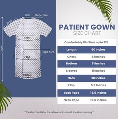 Unisex Hospital Gowns 6 Pack with Back Tie Fits Men Women Size up to 2XL