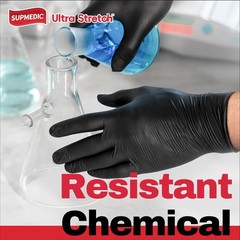 Supmedic Black Nitrile Exam Glove, 5 mil Powder-Free Latex-Free Disposable Medic