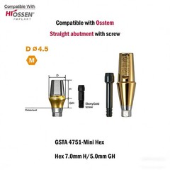1pc Dental Titanium Straight Abutment Ti Cemented Abutment for Osstem Hiossen TS