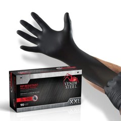 Venom Steel XX Large Black Nitrile Gloves Pack of 90 Heavy Duty Disposable