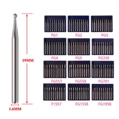 Dental Tungsten Carbide Burs Round Pear FG 557 330 For High Speed Handpiece 19mm