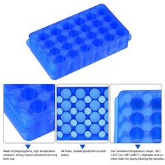 24-Well Double Panel Polypropylene Centrifuge Tube Rack 11mm/7.5mm Hole