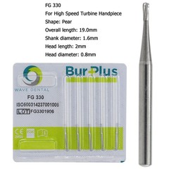 Wave Dental 330 Carbide Burs FG 330 Bur Pear High Speed Friction Grip Midwest