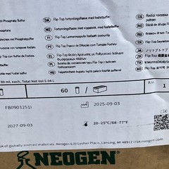 NEOGEN (60 PACK) Flip Top Dilution Bottle W/ Phosphate Buffer 99 mL BB 09/2027