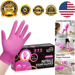 Lightweight 3-Mil Fuchsia Disposable Nitrile Gloves – Safe, Stretchable, 100 CT