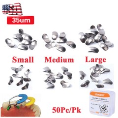 50pc Dental Metal Matrices Matrix Band Sectional Contoured Refill Thickness 35μm