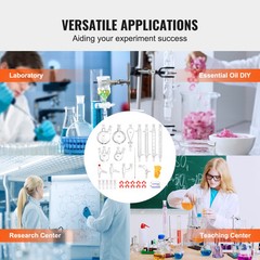 VEVOR Lab Glassware Distillation Kit 1000ml 3.3 Boro 32 pcs Glassware Equipment