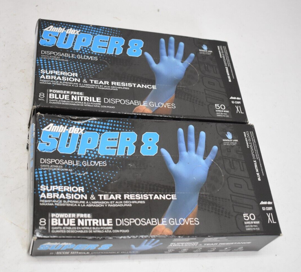 Ambi-Dex 63-338PF XL Industrial Disposable Nitrile Glove Powder Free 2 Pack
