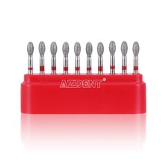 AZDENT Dental Diamond FG Burs Football #379-023F Fine Red 10pc/pack