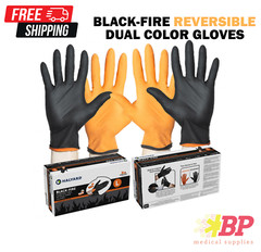 HALYARD Black-FIRE Nitrile Exam Reversible Dual Color Gloves – 150CT