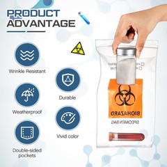 Teenyyou 500 Pcs Orange Biohazard Specimen Bags 6″ x 9″ Laboratory Sample Bag wi