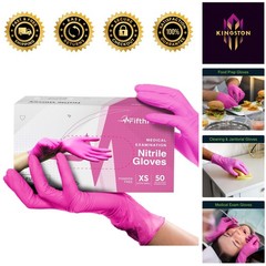 Comfortable Powder-Free Fuchsia Nitrile Gloves – 50 Disposable Medical Gloves