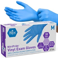 Disposable Blue Nitrile/Vinyl Blend Gloves – Powder-Free, Latex-Free, 100 Count