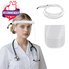 Full Protection Face Shield 10 Pack White – Lightweight Clear Polycarbonate