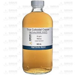 True Colloidal Copper 25 ppm 500 mL in a glass bottle