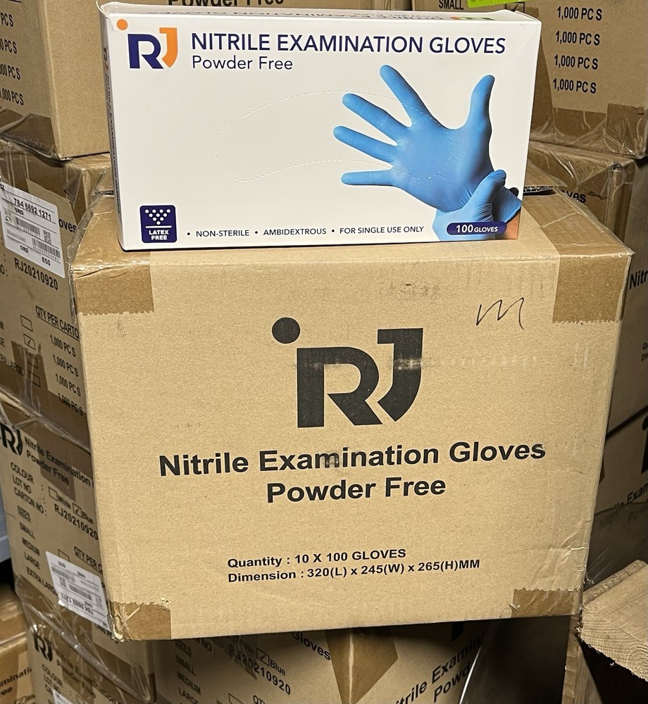 Nitrile Exam Gloves Powder Free – Size Medium – 10 Boxes Of 100 Per Case